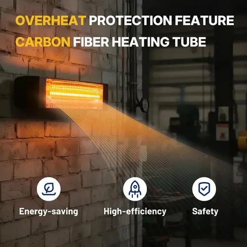 Vista 9 de Calentador eléctrico para exteriores de 1500 W, calentador de patio para uso en exteriores, calefacción silenciosa y específica, control inteligente