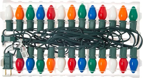 Vista 3 de Creative Hobbies Cadena de luces de Navidad multicolor de 25 pies con bombillas incandescentes C7 - Luces clásicas de decoración navideña