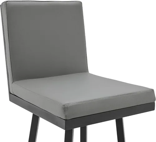 Vista 5 de Armen Living Taburete giratorio moderno de metal y piel sintética gris Gem