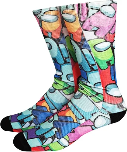 Vista 3 de Divertidos calcetines unisex para hombre, novedosos y locos estampados 3D de compresión largos