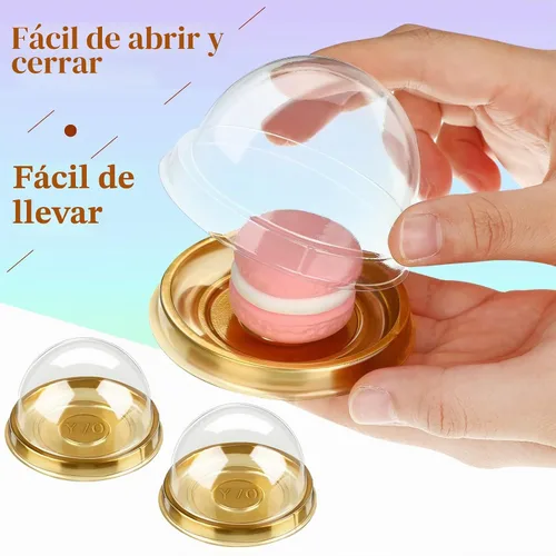 Vista 3 de Patelai 200 piezas cajas de mini cupcakes, recipientes de plástico transparente para magdalenas, queso, pastelería con tapas de cúpula para bodas
