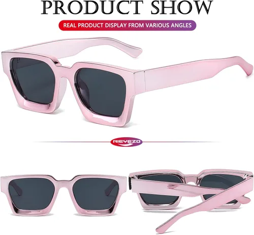 Vista 135 de AIEYEZO Gafas de sol cuadradas para mujeres y hombres, gafas de sol cuadradas con montura gruesa, estilo de diseñador simple