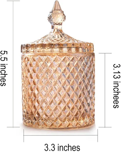 Vista 3 de Rainie Love Home - Juego básico de organización de almacenamiento de alimentos, tarro facetado de diamante de cristal con tapa de cristal, adecuado