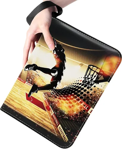 Vista 7 de Carpeta de tarjetas de baloncesto para 900 tarjetas, 9 bolsillos, colecciones de tarjetas, 50 páginas, soporte de tarjetas de doble cara