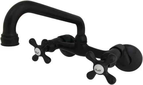 Vista 5 de Kingston Brass KS213C Kingston - Grifo de cocina con dos manijas para montaje en pared, cromo pulido