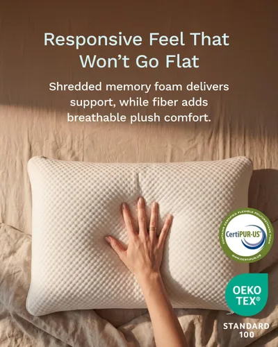 Vista 6 de ViscoSoft Almohada de espuma viscoelástica ajustable, tamaño estándar, paquete de 1, diseño de refuerzo expandible para firmeza personalizada, funda