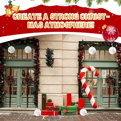 Vista 6 de Hiboom 4 adornos de bola de Navidad de plástico de 5.9 pulgadas/5.906 in, bolas de decoración de árbol de Navidad, adorno decorativo grande