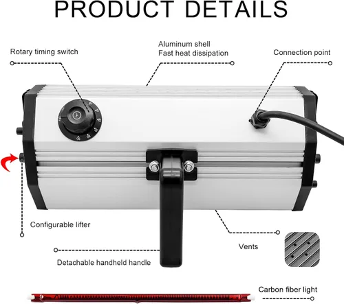 Vista 4 de DATOUBOSS Lámpara de curado de pintura por infrarrojos 2000W Infrarrojos de onda corta Secador de pintura para reparación de carrocería Sistemas