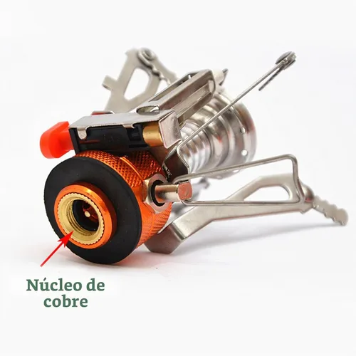 Vista 3 de Estufa de camping portátil para mochileros, estufa de senderismo especializada con encendido piezoeléctrico soporte estable resistente al viento