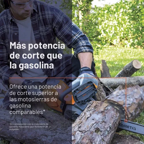 Vista 2 de Husqvarna Power Axe - Motosierra eléctrica inalámbrica 350i, motosierra de 18 pulgadas, motor sin escobillas y potencia de corte superior