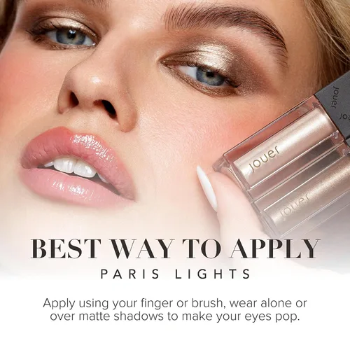 Vista 4 de Jouer Paris Lights - Sombra de ojos líquida metálica - Sombra de ojos en crema brillante de larga duración y a prueba de arrugas, acabado cromado