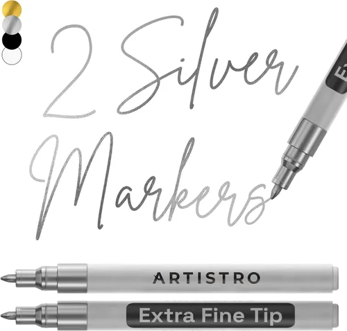Vista 10 de Artistro 2 marcadores de pintura acrílica negros - 3mm marcadores de punta media - Perfectos para manualidades, proyectos de arte y más
