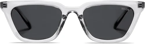 Vista 2 de SOJOS Gafas de sol polarizadas cuadradas estrechas estilo ojos de gato para mujeres, retro, modernas, para conducir SJ2169 Gris transparente/Gris