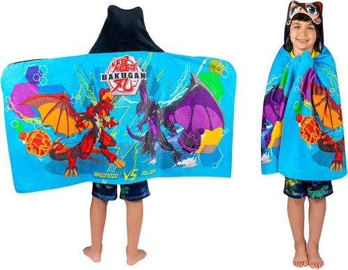Vista 11 de Bakugan Anime Battle Brawlers Toalla Envolvente de Rizo de Algodón Suave con Capucha para Baño/Piscina/Playa, 24 x 50 pulgadas, por Franco Kids