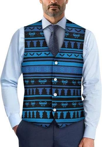 Vista 8 de TODIYADDU Chaleco de cuello en V para hombre, chaquetas de traje sin mangas Maple Leaf