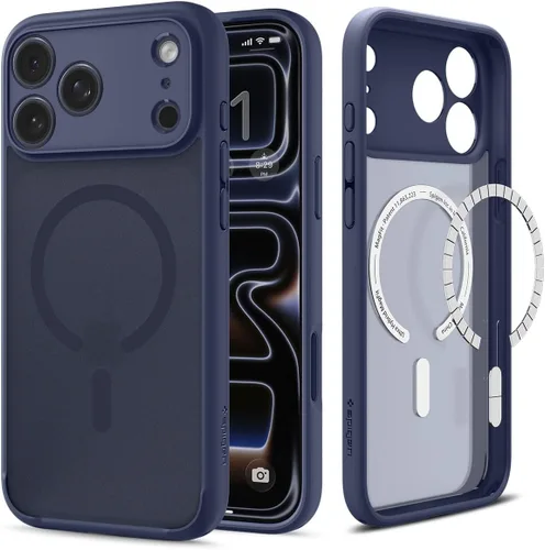 Vista 24 de Spigen Funda para iPhone 17, Ultra Hybrid MagFit [Control de cámara cubierta de TPU] [Anti-amarilleo] [Compatible con Magsafe] - Grafito