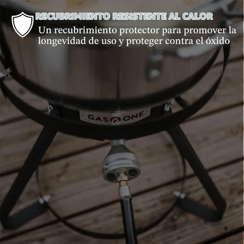 Vista 4 de Gas One Freidora de propano con olla de freidora de 10 cuartos de galón, cesta coladora de aluminio de alta calidad para alitas de pollo y mariscos