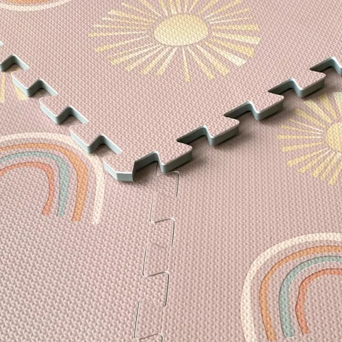 Vista 2 de Alfombra de juego para bebés, niños pequeños y bebés, seis azulejos entrelazados hechos con espuma EVA suave no tóxica, 4 x 6 pies