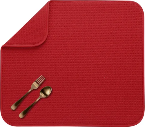 Vista 38 de S&T INC. Tapete de microfibra para secado de platos, reversible y absorbente para cocina, de 16 x 18 pulgadas, color negro