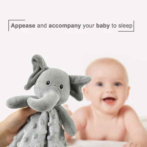 Vista 7 de BORITAR Manta de seguridad para bebé de elefante, suave manta de punto minky con bonito patrón de animales, manta de peluche para recién nacido