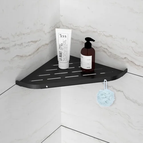 Vista 3 de Qeke Estante esquinero para baño, estante de ducha de 9 pulgadas, estante de acero inoxidable SUS304 para montaje en pared, estante de esquina con 2