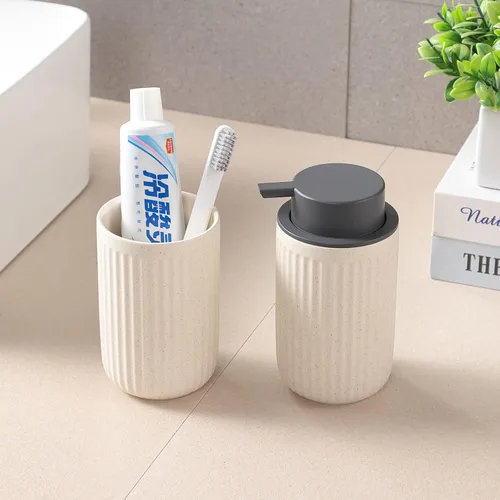Vista 6 de Dispensador de jabón espumoso, dispensador de jabón líquido de espuma de cerámica para baño, dispensador de jabón de loción recargable de 12 onzas
