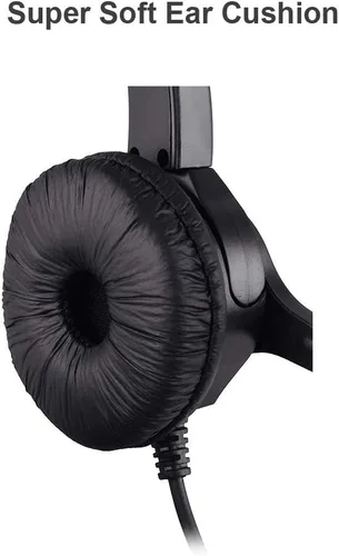 Vista 5 de Auriculares USB binaurales con cable para centro de llamadas manos libres con cancelación de ruido, con micrófono, cable con enchufe USB, control
