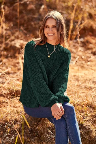Vista 7 de PRETTYGARDEN Suéteres de otoño de gran tamaño para mujer, estilo casual, cuello redondo, manga larga, tejido trenzado grueso, blusa