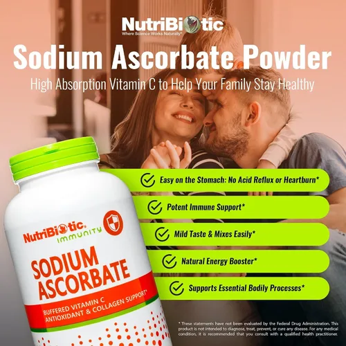 Vista 2 de NutriBiotic - Polvo de Vitamina C Tamponada con Ascorbato de Sodio, 16 Oz Vegano, No Ácido y Más Fácil de Digerir que el Ácido Ascórbico Apoyo