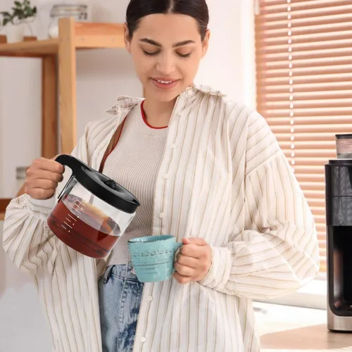 Vista 3 de 12 tazas de repuesto para cafetera de vidrio Keuri-g K-Du o (no modelo Essential), jarra de repuesto para cafetera de 12 tazas, cómodo mango