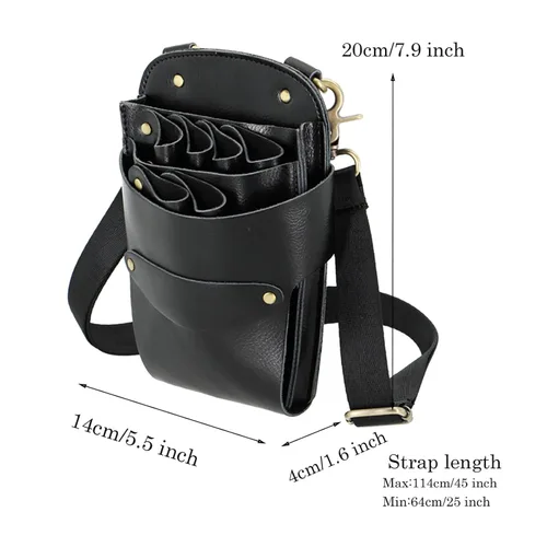 Vista 3 de Bolsa de tijeras de peluquería, cuero para peluquería de peluquería tijeras de tijera, funda para estilista de peluquería, bolsa de herramientas