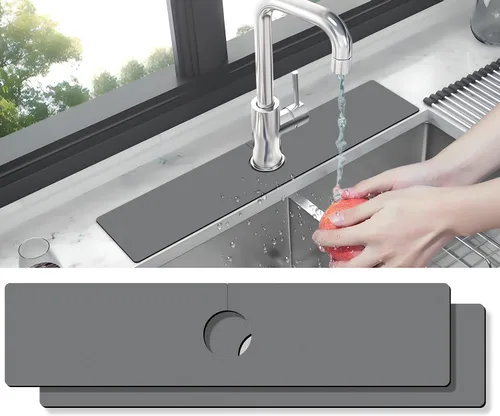 Vista 3 de Tapete protector contra salpicaduras para fregadero de cocina, 1 alfombrilla súper absorbente de secado rápido, dispositivo para fregadero