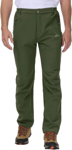 Vista 3 de Rdruko Pantalones de nieve de invierno para hombre, impermeables, aislados, de vellón, para esquí, snowboard