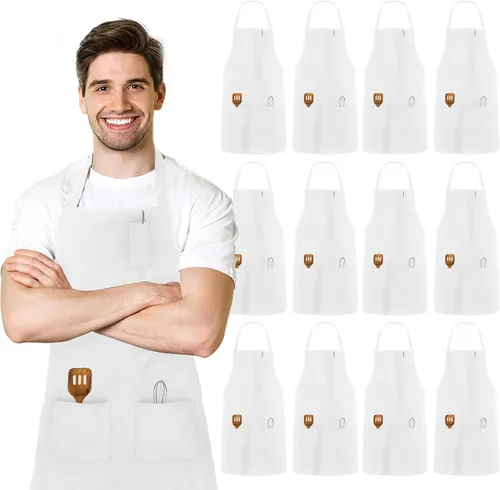Vista 15 de Avalon Kitchen Aprons for Men - 100% Polyester Chef Apron Women with Extra Long Ties - Cooking Aprons for Women & Mens Apron