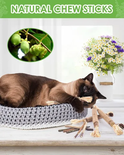 Vista 6 de TINDTOP Silvervine - Palitos masticables para gatos, paquete de 10 juguetes