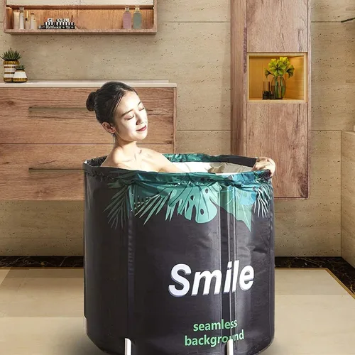Vista 11 de BESTHLS Bañera Portátil para Adultos, Bañera Plegable Portátil para Baño de Remojo, Tina de Baño Ecológica para Cabina de Ducha (Azul Cielo Grande)