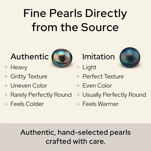 Vista 4 de The Pearl Source Black Freshwater Pearl Necklace for Women - Genuine Cultured Pearls, AAA Grade, 9-10mm in Sterling Silver