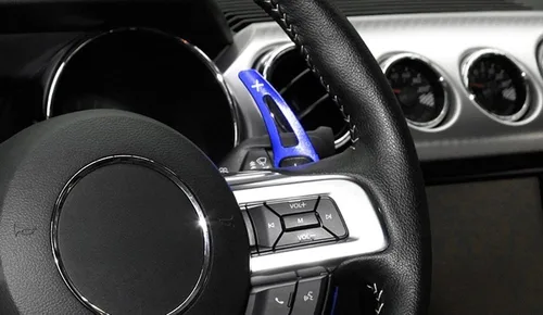 Vista 4 de iJDMTOY Extensiones de paleta grandes de aluminio deportivas compatibles con Ford Mustang 2015-2023 Azul