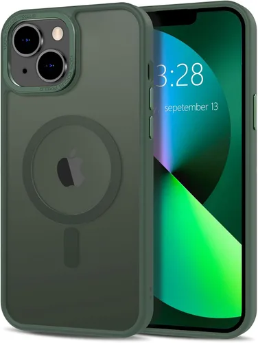 Vista 350 de Anuck - Funda magnética para iPhone 11 compatible con MagSafe, carcasa trasera mate translúcida dura, borde de TPU, delgada, resistente a impactos
