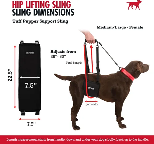 Vista 6 de Tuff Pupper Arnés de cadera para perros Soporte de elevación trasera para perros mayores y lesionados Ayuda de movilidad ajustable Mango