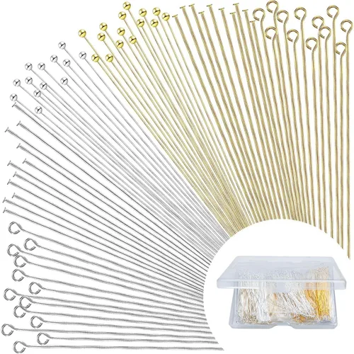 Vista 12 de 600 Piezas Alfileres de Cabeza Plana de Ojo de 2 Pulgadas para Hacer Joyas DIY, Alfileres de Cabeza Rectos de Bronce y Metal Negro para Manualidades