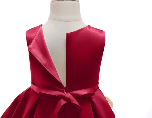 Vista 4 de AIMJCHLD Vestido de niña de flores de 2 a 9 años, vestidos midi formales de dama de honor