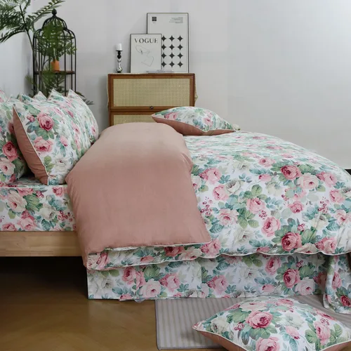 Vista 22 de FADFAY Juego de funda de edredón con estampado floral de roseta, juego de ropa de cama de encaje con volantes para niñas, 3 piezas