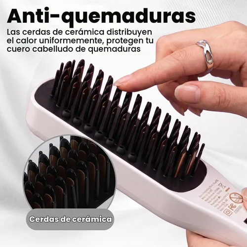 Vista 4 de Steam Hair Straightener Brush, 2-in-1 Detangling & Straightening Brush