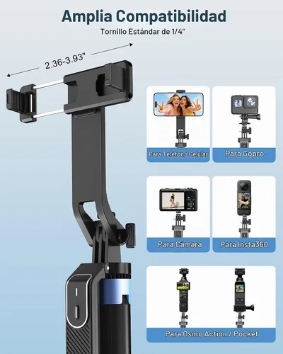 Vista 6 de Eocean 71 "4 patas selfie stick trípode para GoPro Osmo Pocket 3 insta360 Compatible con iPhone y Android, mango de rotación de 360° y control