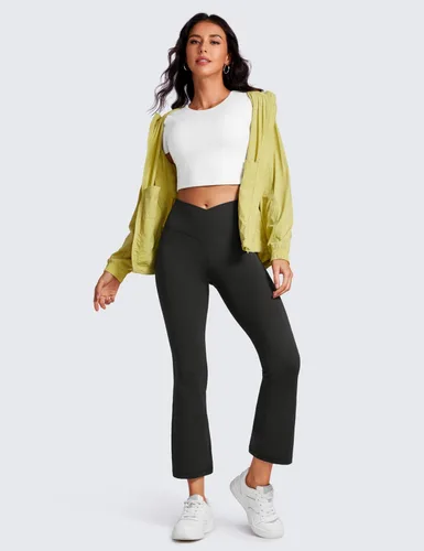 Vista 4 de CRZ YOGA Butterluxe - Leggings capri cruzados para mujer, 25.6 pulgadas, cintura alta, corte de bota, corte de bota, casual, pantalones de yoga
