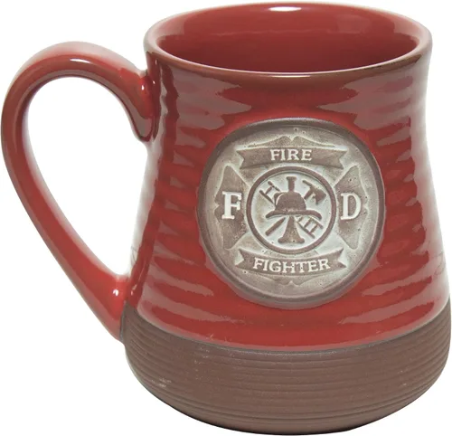 Vista 7 de Abbey Gift - Taza de cerámica para bomberos, color rojo y marrón, 4.8 pulgadas