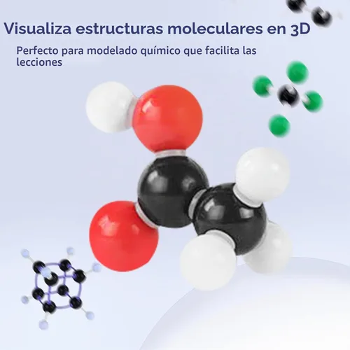 Vista 5 de Kit de modelo de química orgánica de 444 piezas para el aprendizaje de química orgánica e inorgánica, kit de modelo molecular, malla molecular