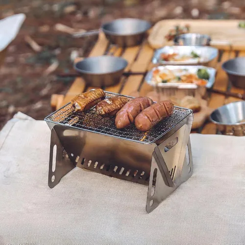 Vista 6 de Wood Burning Folding with Stand Portable Stainless Steel Backpacking Stove for Hiking