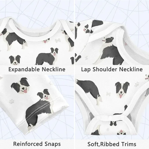Vista 3 de vvfelixl Body de bebé negro Pug blanco manga larga algodón ropa de bebé para niños niñas 0-24 meses